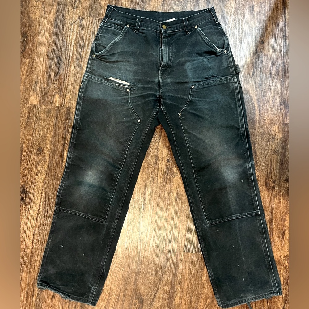 Vintage distressed Carhartt double knee canvas Jeans, size 32x32